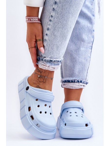 Moteriški putplasčio platforminiai „Crocs“ bateliai su šviesiai mėlyna spalva „Beckett“