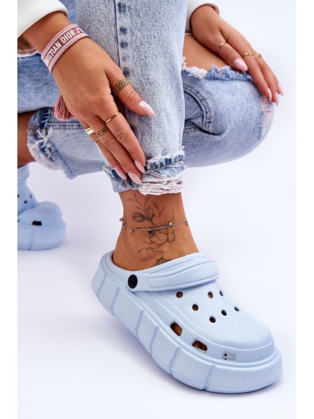 Moteriški putplasčio platforminiai „Crocs“ bateliai su šviesiai mėlyna spalva „Beckett“