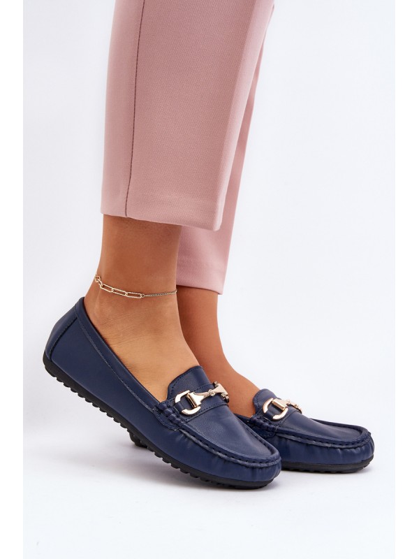 Women's Classic Eco Leather Moccasins Navy Demese
