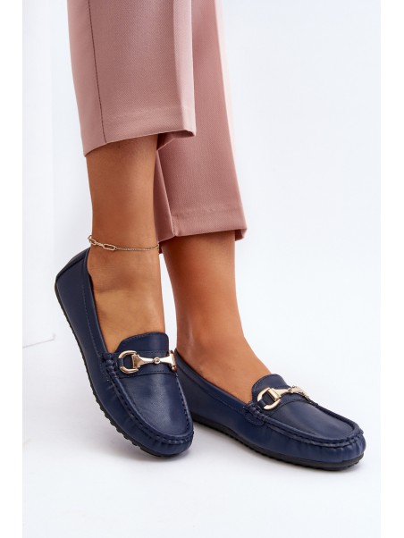 Women's Classic Eco Leather Moccasins Navy Demese