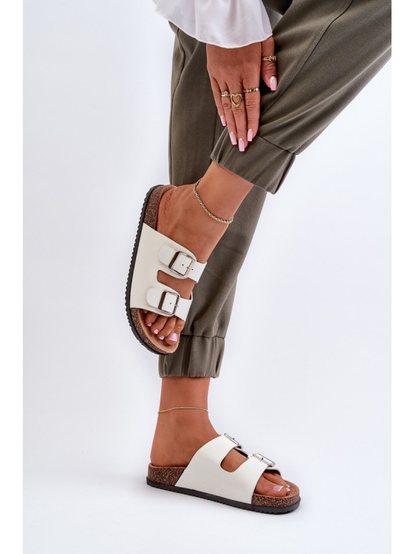 Women's sandals with buckles white Oliena 2