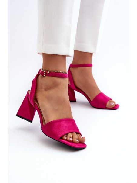 Ladies High Heel Sandals Made Of Eco Suede Fuchsia Vinceza 17328