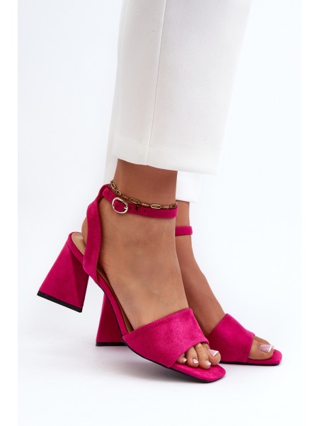 Ladies High Heel Sandals Made Of Eco Suede Fuchsia Vinceza 17328