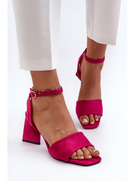 Ladies High Heel Sandals Made Of Eco Suede Fuchsia Vinceza 17328