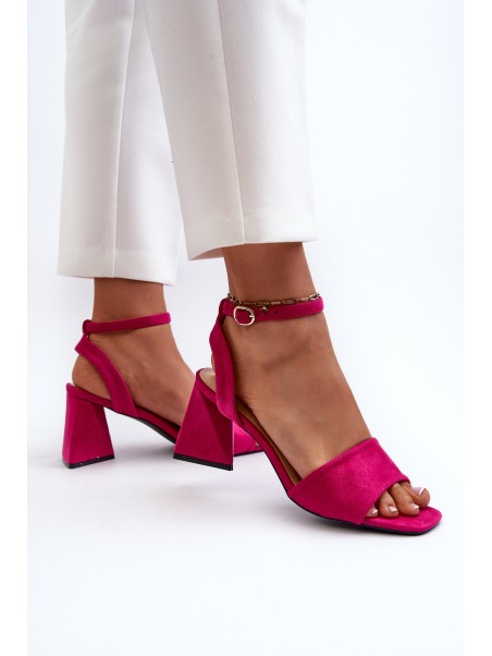 Ladies High Heel Sandals Made Of Eco Suede Fuchsia Vinceza 17328