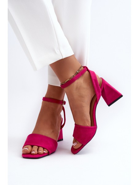 Ladies High Heel Sandals Made Of Eco Suede Fuchsia Vinceza 17328