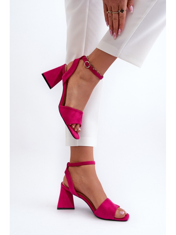 Ladies High Heel Sandals Made Of Eco Suede Fuchsia Vinceza 17328