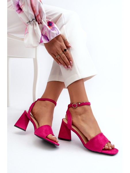 Ladies High Heel Sandals Made Of Eco Suede Fuchsia Vinceza 17328