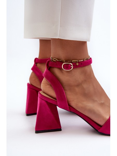 Ladies High Heel Sandals Made Of Eco Suede Fuchsia Vinceza 17328