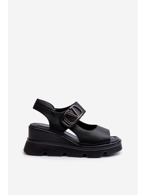 Women's Black Wedge and Platform Sandals in Eco Leather Triaola