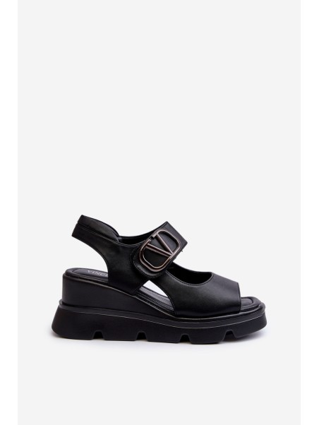 Women's Black Wedge and Platform Sandals in Eco Leather Triaola