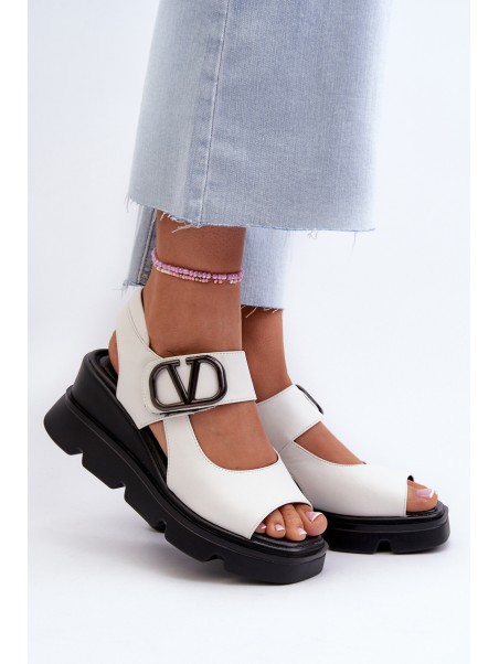 Women's Wedge and Platform Sandals Made of Eco Leather White Vinceza 58292