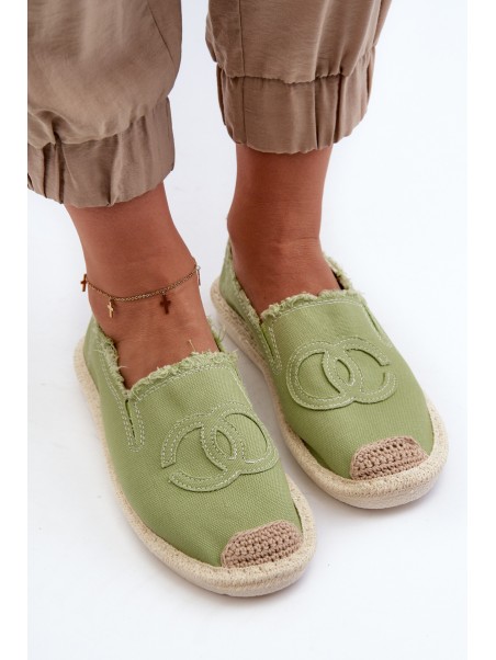 Klasikinės moteriškos espadrilės su žaliu dvelksmu