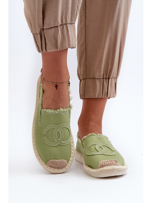 Klasikinės moteriškos espadrilės su žaliu dvelksmu