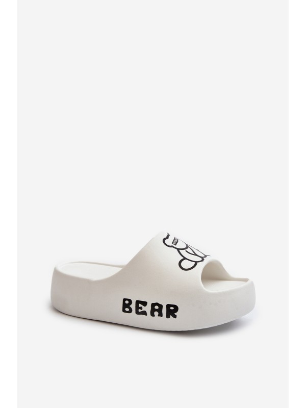 Moteriškos putplasčio šlepetės storu padu ir „Bear White Lamira“