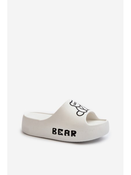 Moteriškos putplasčio šlepetės storu padu ir „Bear White Lamira“