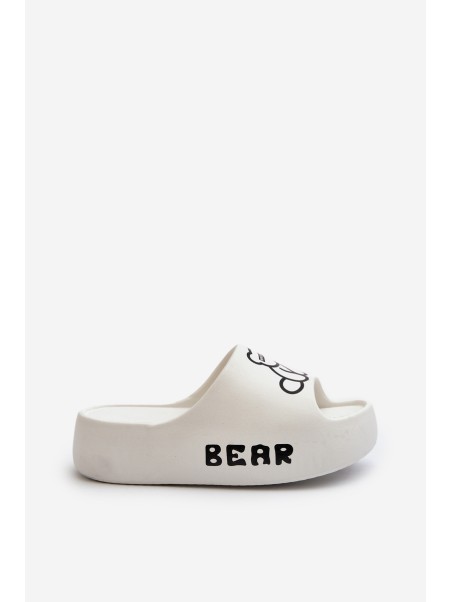 Moteriškos putplasčio šlepetės storu padu ir „Bear White Lamira“
