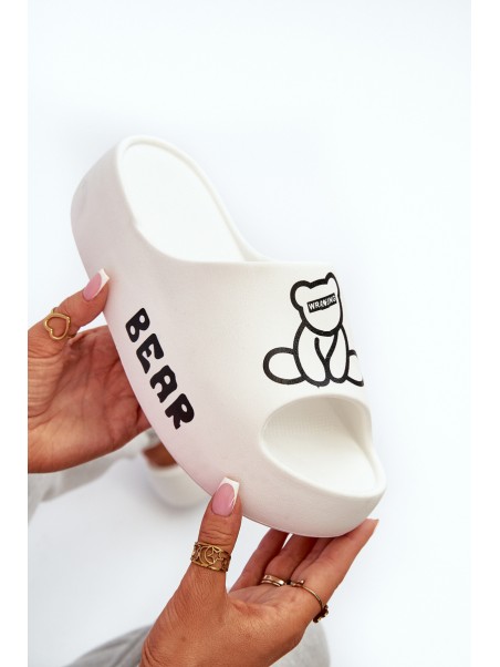 Moteriškos putplasčio šlepetės storu padu ir „Bear White Lamira“