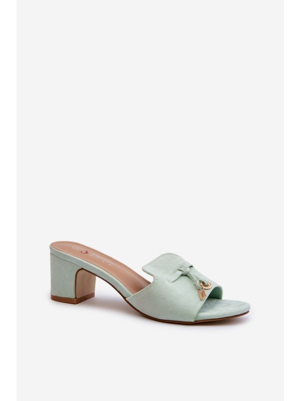 Women's Sandals In Mint Eco Suede On Heel Jemenna Women's Sandals In Mint Eco Suede On Heel Jemenna