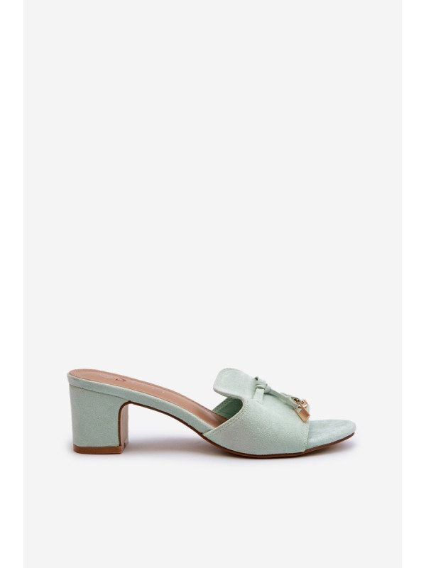 Women's Sandals In Mint Eco Suede On Heel Jemenna Women's Sandals In Mint Eco Suede On Heel Jemenna