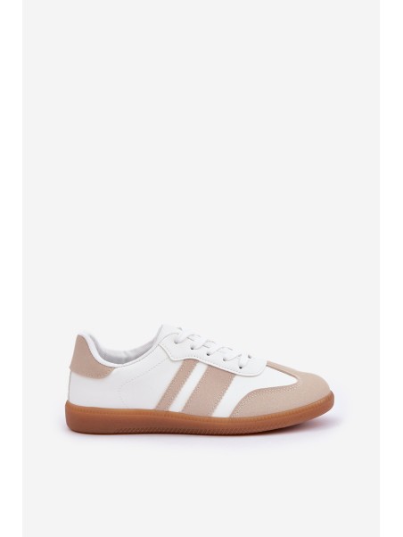 Low Women's Sneakers Made Of Eco Leather Beige-White Nonalorin
