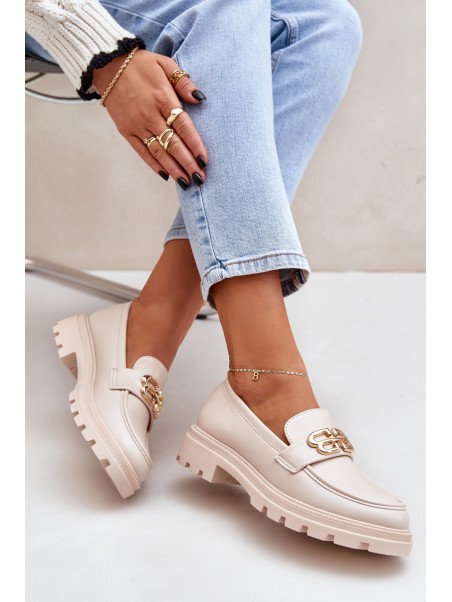 Women's Loafers With Gold Detail Beige Trionna