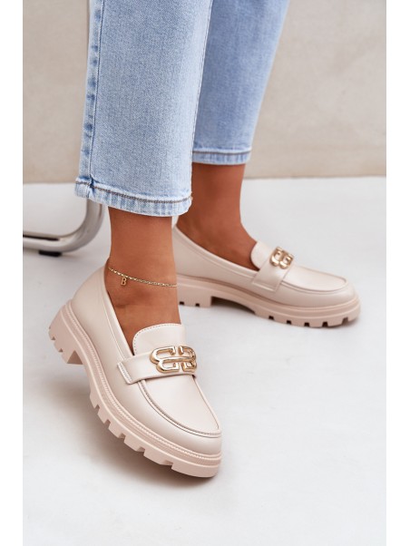 Women's Loafers With Gold Detail Beige Trionna