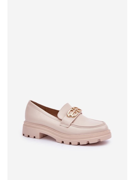 Women's Loafers With Gold Detail Beige Trionna