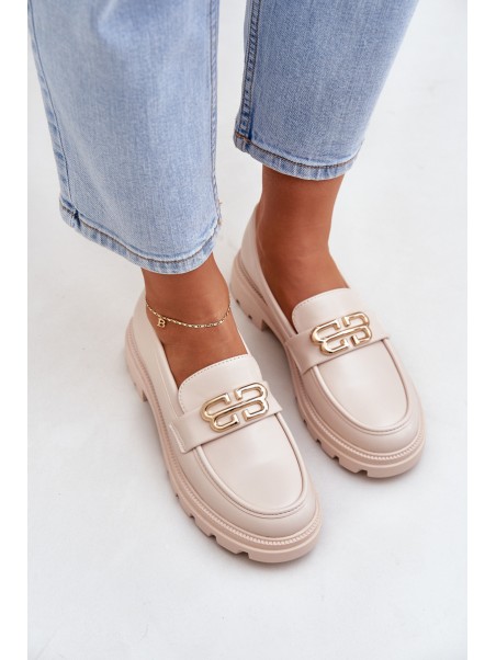 Women's Loafers With Gold Detail Beige Trionna
