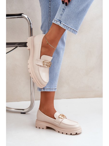 Women's Loafers With Gold Detail Beige Trionna