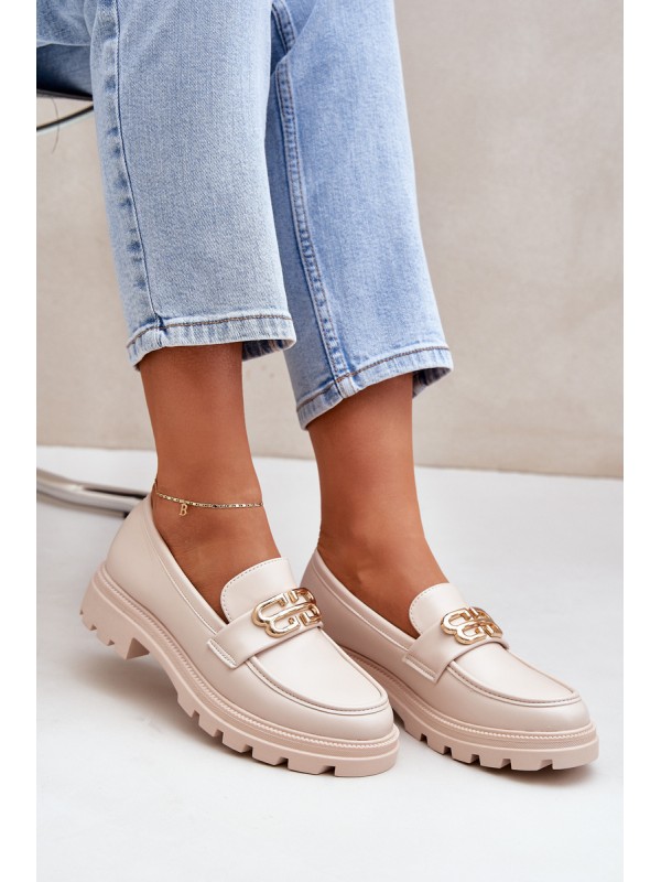 Women's Loafers With Gold Detail Beige Trionna
