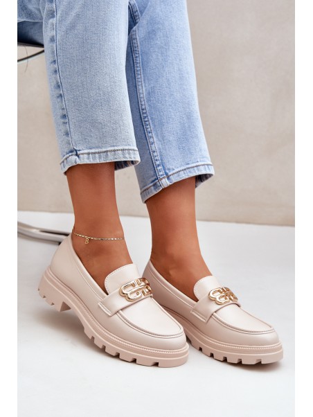 Women's Loafers With Gold Detail Beige Trionna