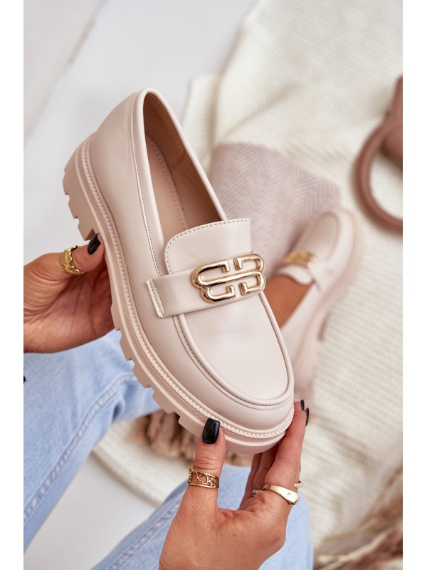 Women's Loafers With Gold Detail Beige Trionna