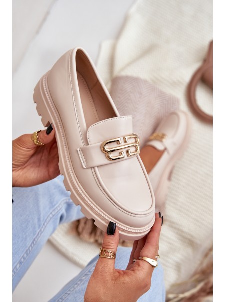 Women's Loafers With Gold Detail Beige Trionna