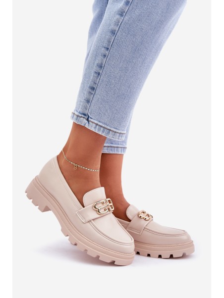 Women's Loafers With Gold Detail Beige Trionna