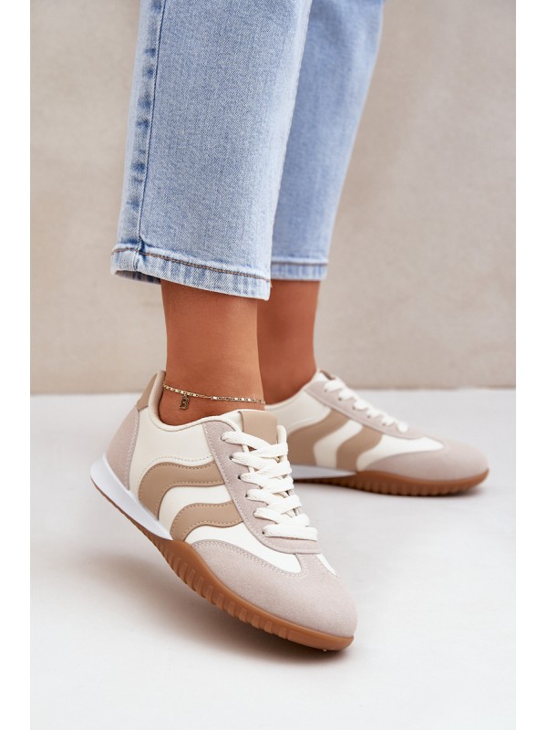 Classic Women's Sneakers Made Of Eco Leather Beige Maretina