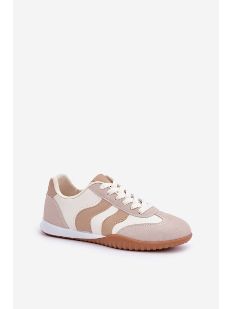 Classic Women's Sneakers Made Of Eco Leather Beige Maretina