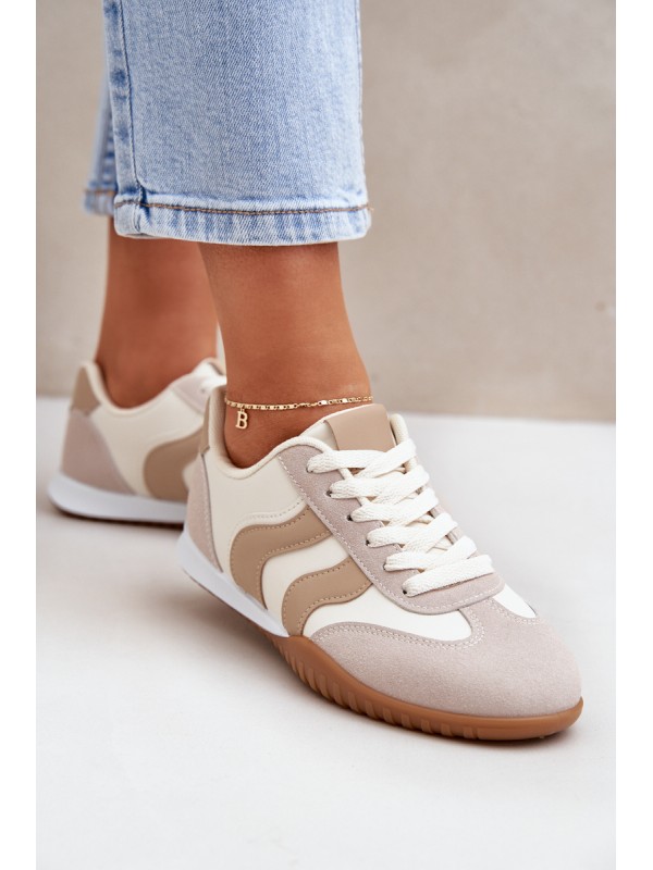 Classic Women's Sneakers Made Of Eco Leather Beige Maretina