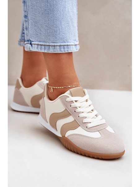 Classic Women's Sneakers Made Of Eco Leather Beige Maretina