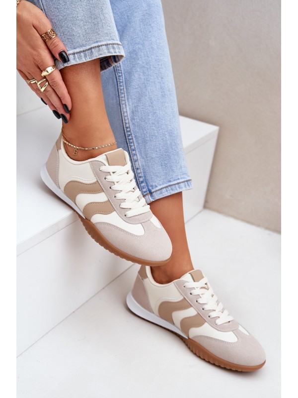 Classic Women's Sneakers Made Of Eco Leather Beige Maretina