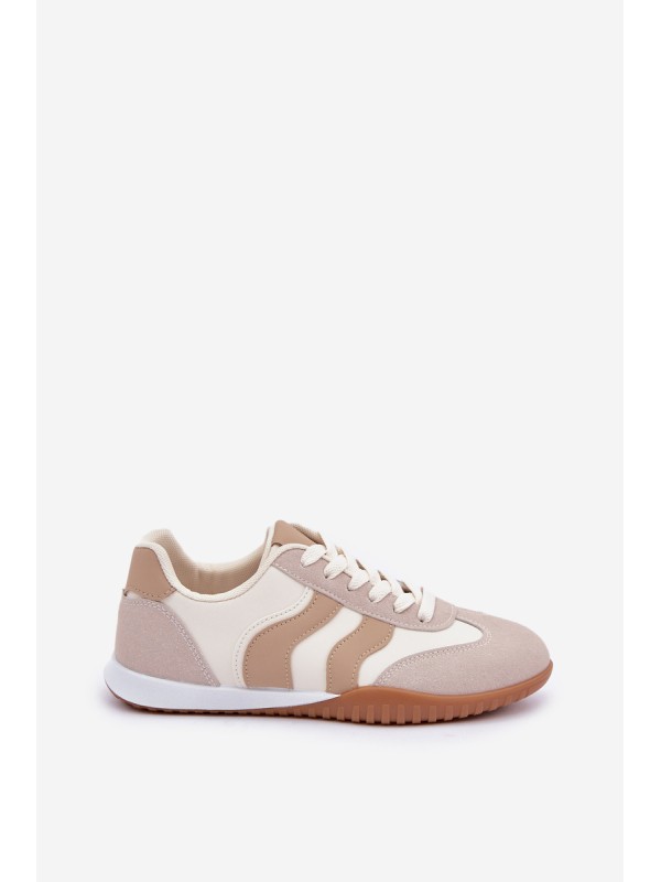 Classic Women's Sneakers Made Of Eco Leather Beige Maretina