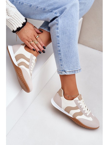Classic Women's Sneakers Made Of Eco Leather Beige Maretina