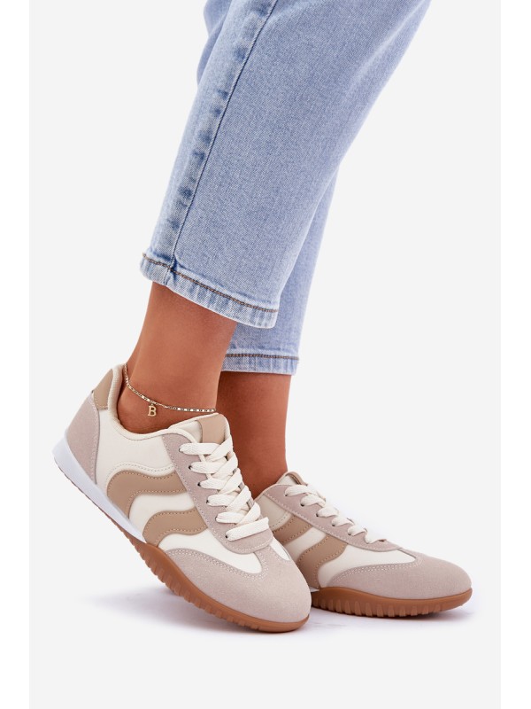 Classic Women's Sneakers Made Of Eco Leather Beige Maretina