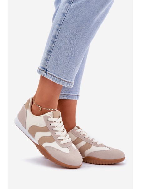 Classic Women's Sneakers Made Of Eco Leather Beige Maretina