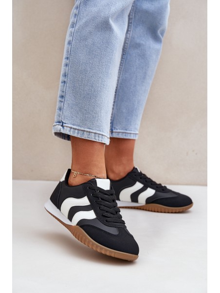 Classic Women's Sneakers Made Of Eco Leather Black Maretina