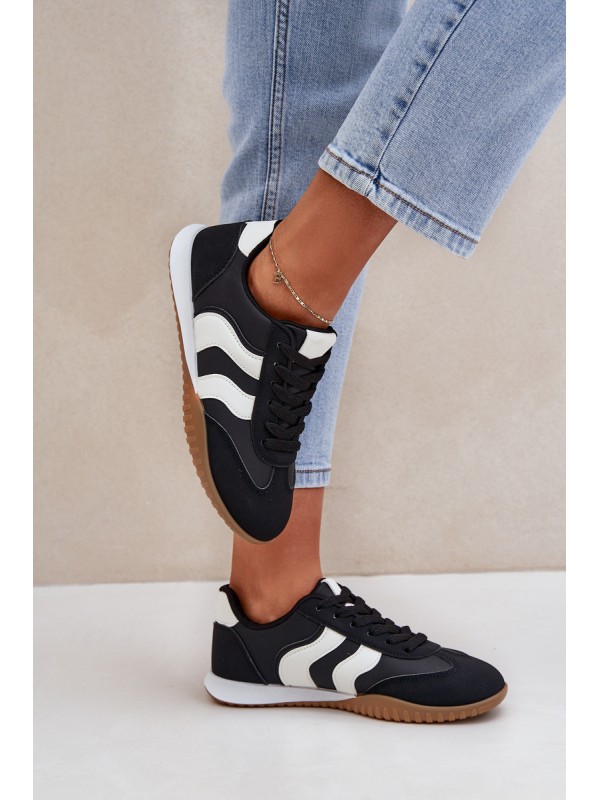 Classic Women's Sneakers Made Of Eco Leather Black Maretina