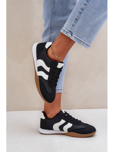 Classic Women's Sneakers Made Of Eco Leather Black Maretina