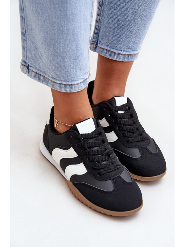 Classic Women's Sneakers Made Of Eco Leather Black Maretina
