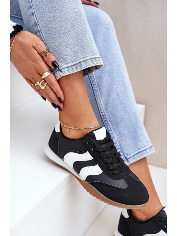 Classic Women's Sneakers Made Of Eco Leather Black Maretina