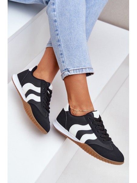 Classic Women's Sneakers Made Of Eco Leather Black Maretina